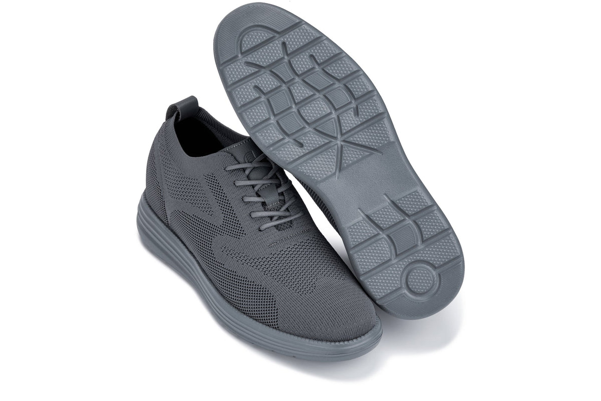 CALTO - X2641 - 2.8 Inches Taller (Iron/Dark Grey Sole) - Lace Up Casual Walker - LightweightCasualTorqelo.com