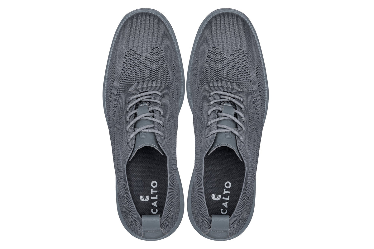 CALTO - X2641 - 2.8 Inches Taller (Iron/Dark Grey Sole) - Lace Up Casual Walker - LightweightCasualTorqelo.com