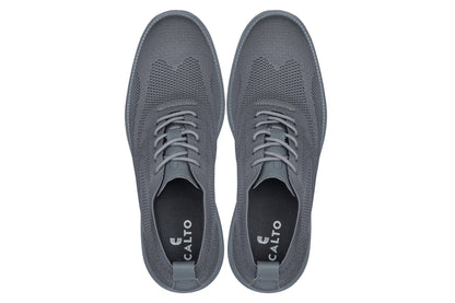 CALTO - X2641 - 2.8 Inches Taller (Iron/Dark Grey Sole) - Lace Up Casual Walker - LightweightCasualTorqelo.com