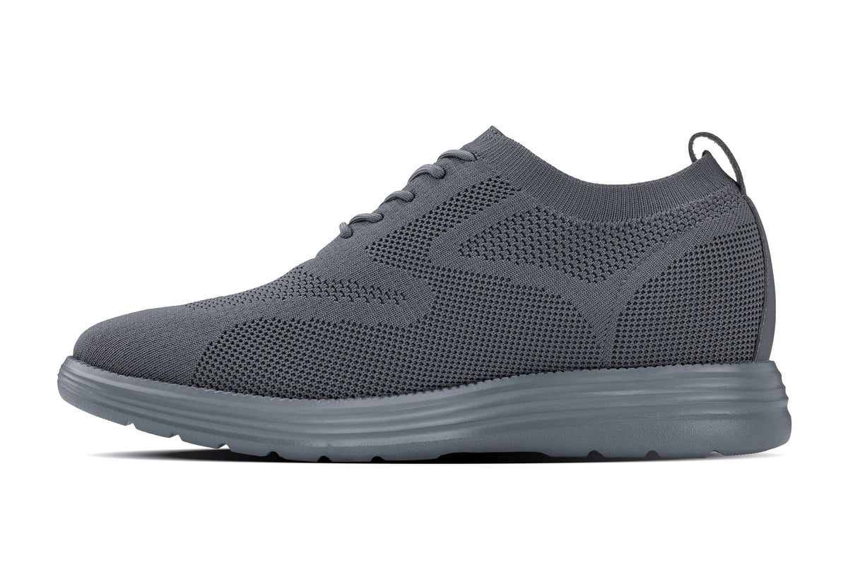 CALTO - X2641 - 2.8 Inches Taller (Iron/Dark Grey Sole) - Lace Up Casual Walker - LightweightCasualTorqelo.com