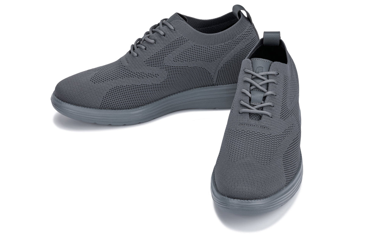 CALTO - X2641 - 2.8 Inches Taller (Iron/Dark Grey Sole) - Lace Up Casual Walker - LightweightCasualTorqelo.com