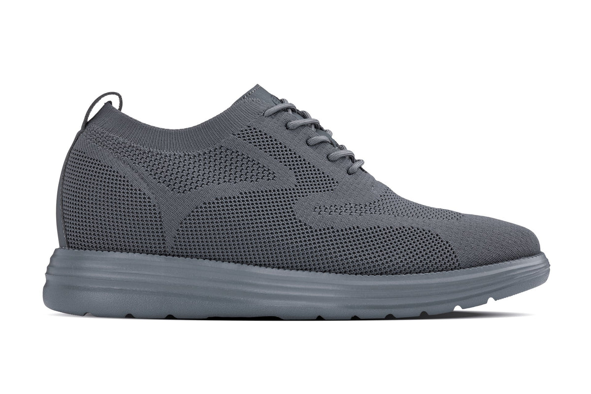 CALTO - X2641 - 2.8 Inches Taller (Iron/Dark Grey Sole) - Lace Up Casual Walker - LightweightCasualTorqelo.com