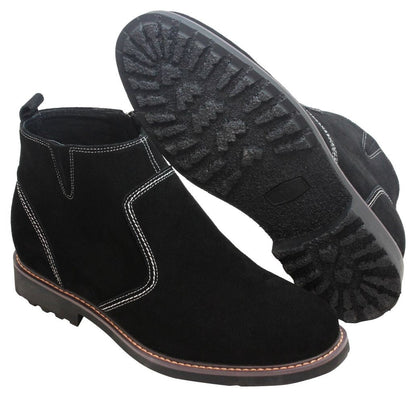 CALTO - Y41082 - 3.2 Inches Taller (Nubuck Black) - Zipper BootsBootsTorqelo.com