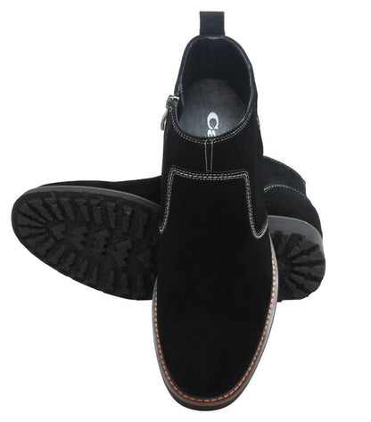 CALTO - Y41082 - 3.2 Inches Taller (Nubuck Black) - Zipper BootsBootsTorqelo.com