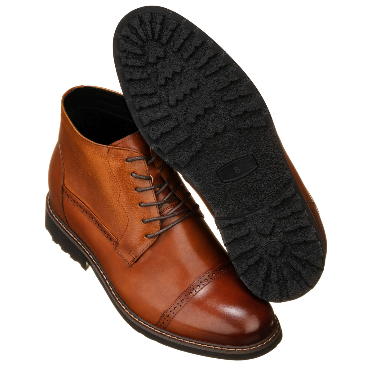 CALTO - Y41085 - 3.2 Inches Taller (Brown) - Lace Up Casual BootsBootsTorqelo.com