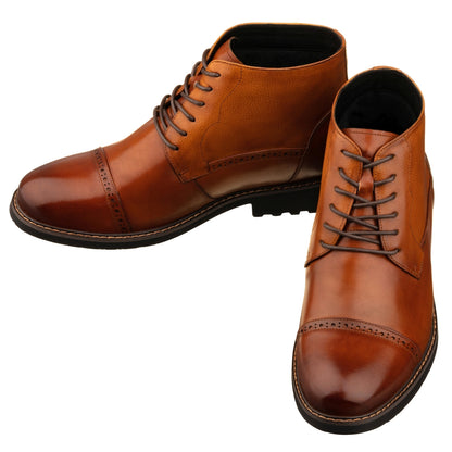 CALTO - Y41085 - 3.2 Inches Taller (Brown) - Lace Up Casual BootsBootsTorqelo.com
