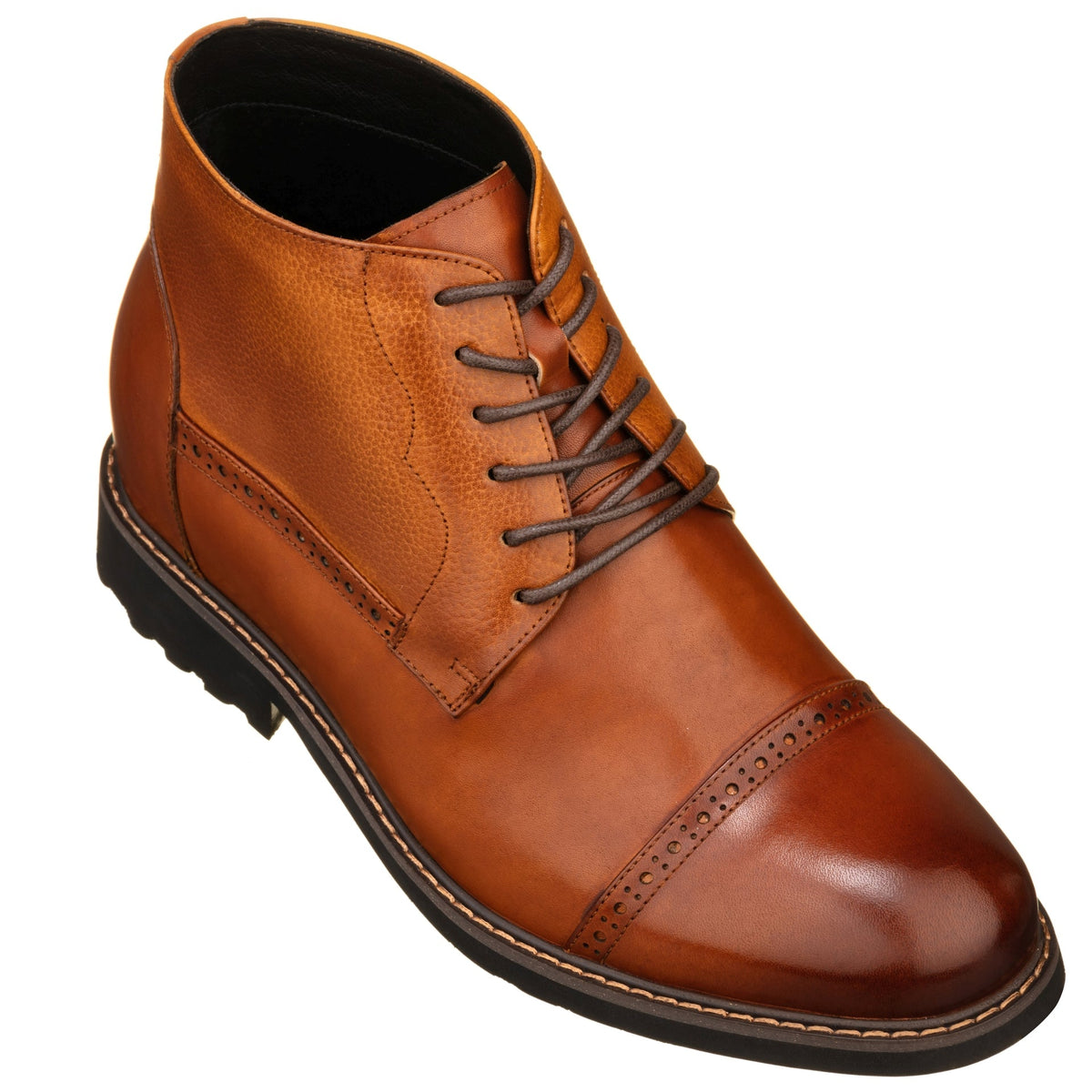 CALTO - Y41085 - 3.2 Inches Taller (Brown) - Lace Up Casual BootsBootsTorqelo.com
