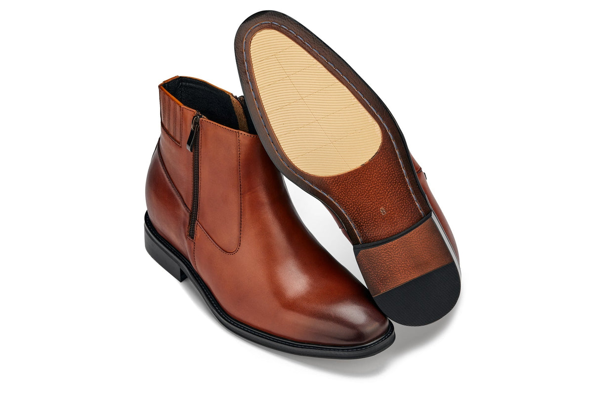 CALTO - Y70623 - 2.8 Inches Taller (Rust Brown) - Lightweight Zipper BootsBootsTorqelo.com