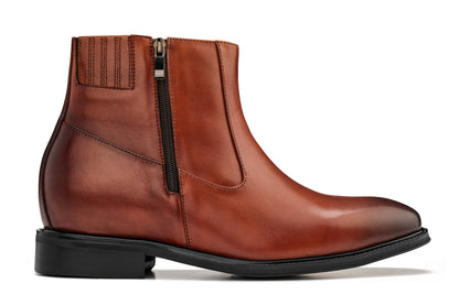 CALTO - Y70623 - 2.8 Inches Taller (Rust Brown) - Lightweight Zipper BootsBootsTorqelo.com