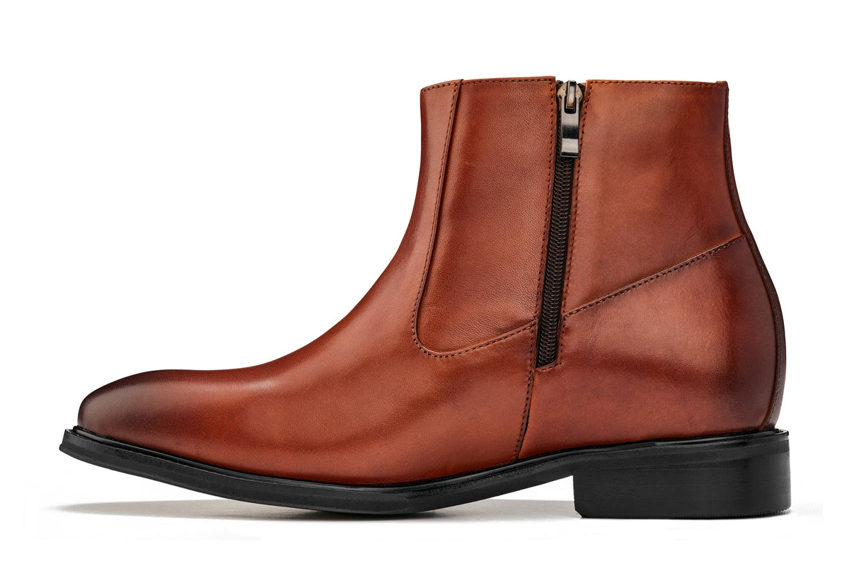 CALTO - Y70623 - 2.8 Inches Taller (Rust Brown) - Lightweight Zipper BootsBootsTorqelo.com