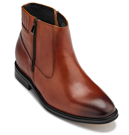 CALTO - Y70623 - 2.8 Inches Taller (Rust Brown) - Lightweight Zipper BootsBootsTorqelo.com