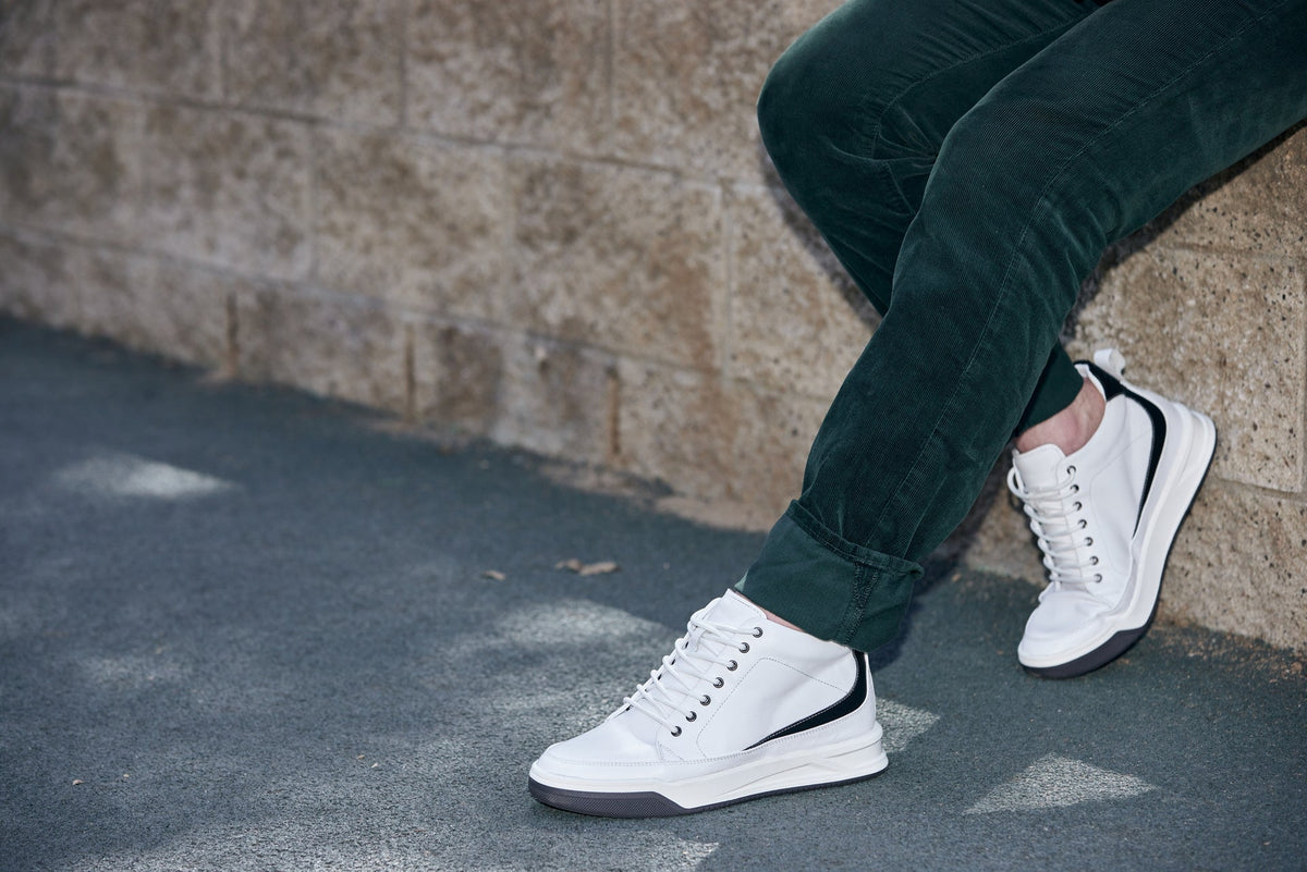 CALTO - Y7151 - 2.6 Inches Taller (Off-White) - Leather Ankle Top Sneak-BootSneakers / AthleticsTorqelo.com