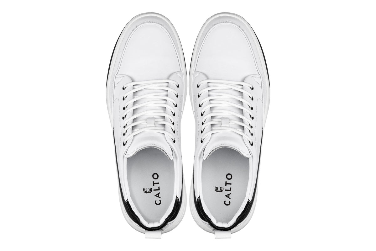 CALTO - Y7151 - 2.6 Inches Taller (Off-White) - Leather Ankle Top Sneak-BootSneakers / AthleticsTorqelo.com