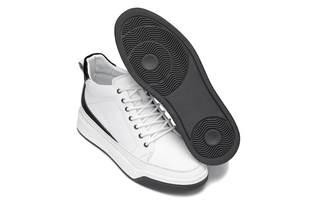 CALTO - Y7151 - 2.6 Inches Taller (Off-White) - Leather Ankle Top Sneak-BootSneakers / AthleticsTorqelo.com