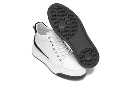 CALTO - Y7151 - 2.6 Inches Taller (Off-White) - Leather Ankle Top Sneak-BootSneakers / AthleticsTorqelo.com
