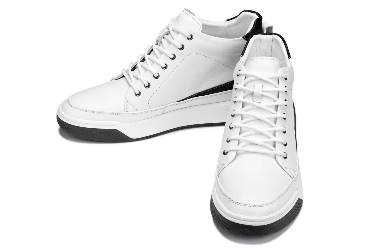 CALTO - Y7151 - 2.6 Inches Taller (Off-White) - Leather Ankle Top Sneak-BootSneakers / AthleticsTorqelo.com