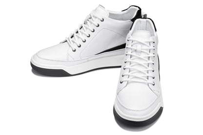 CALTO - Y7151 - 2.6 Inches Taller (Off-White) - Leather Ankle Top Sneak-BootSneakers / AthleticsTorqelo.com