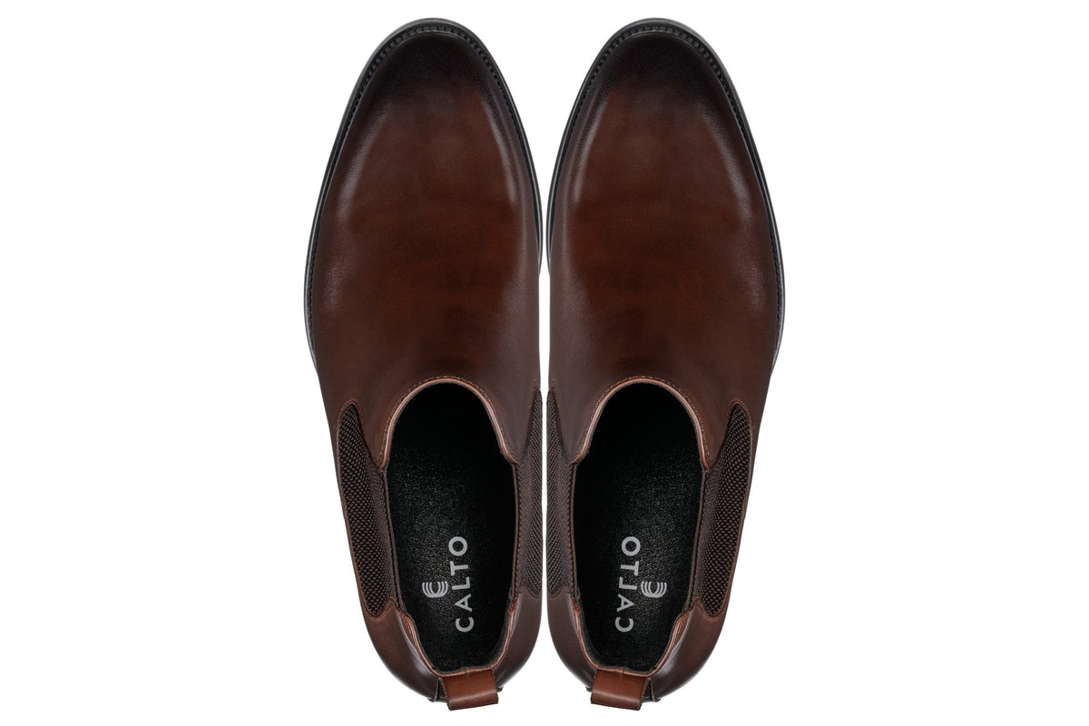 CALTO - Y72231 - 2.8 Inches Taller (Coffee Brown) - Chelsea BootsBootsTorqelo.com