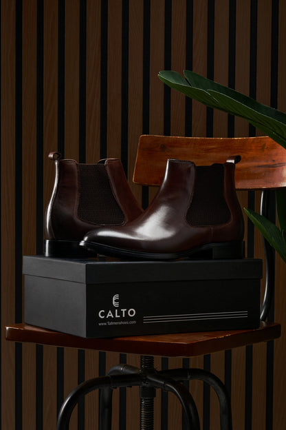 CALTO - Y72231 - 2.8 Inches Taller (Coffee Brown) - Chelsea BootsBootsTorqelo.com