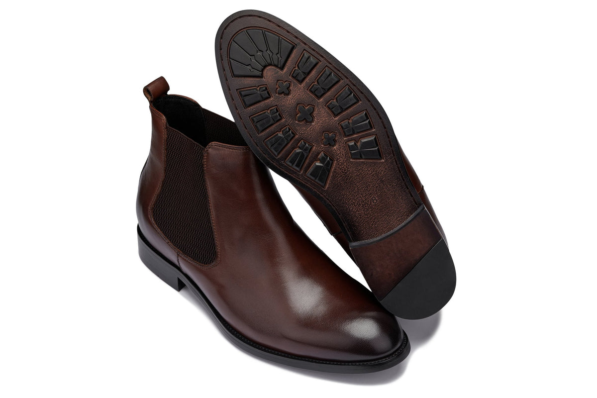 CALTO - Y72231 - 2.8 Inches Taller (Coffee Brown) - Chelsea BootsBootsTorqelo.com