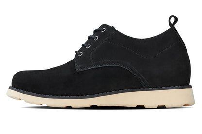 CALTO - Y7261 - 2.8 Inches Taller (Black) - Nubuck Upper Wedge Sole Work BootsCasualTorqelo.com