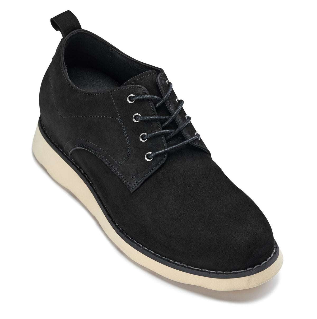 CALTO - Y7261 - 2.8 Inches Taller (Black) - Nubuck Upper Wedge Sole Work BootsCasualTorqelo.com