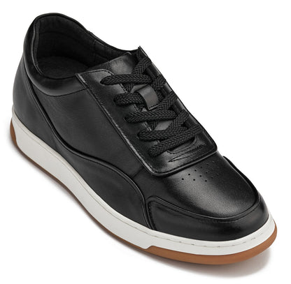 CALTO - Y7885 - 2.6 Inches Taller (Black/White & Gum Sole) - Elevated Leather SneakersCasualTorqelo.com