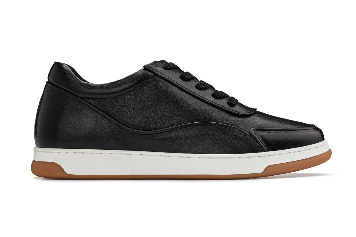 CALTO - Y7885 - 2.6 Inches Taller (Black/White & Gum Sole) - Elevated Leather SneakersCasualTorqelo.com