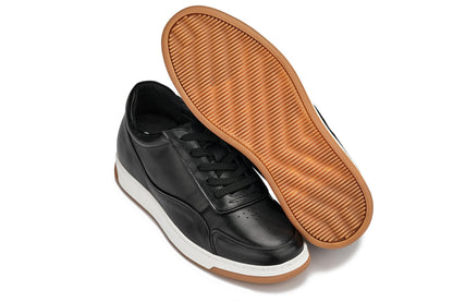 CALTO - Y7885 - 2.6 Inches Taller (Black/White & Gum Sole) - Elevated Leather SneakersCasualTorqelo.com