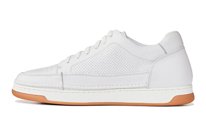 CALTO - Y7932 - 2.6 Inches Taller (White/Off-White & Gum Sole) - Elevated Micro-Perforated Leather SneakersCasualTorqelo.com