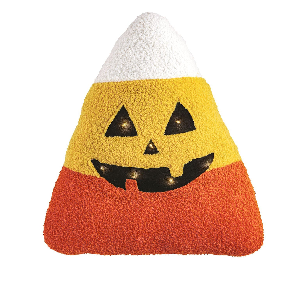 Candy Corn LED Halloween Throw Pillow by Rust & Cinder