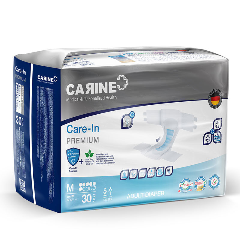 Carine Premium Adult Diapers with Wetness Indicator Medium 30 Count by Beauty Care Bag