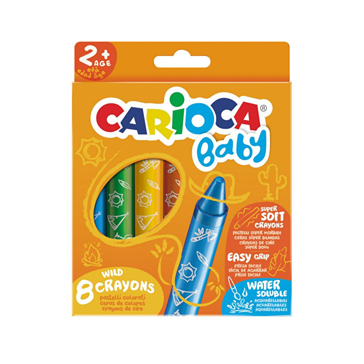 Carioca Finger Paints for Toddlers - 8-Piece Pastel Crayon Set, Washable, Non-Toxic, Easy Grip for Children Aged 2+Torqelo.com