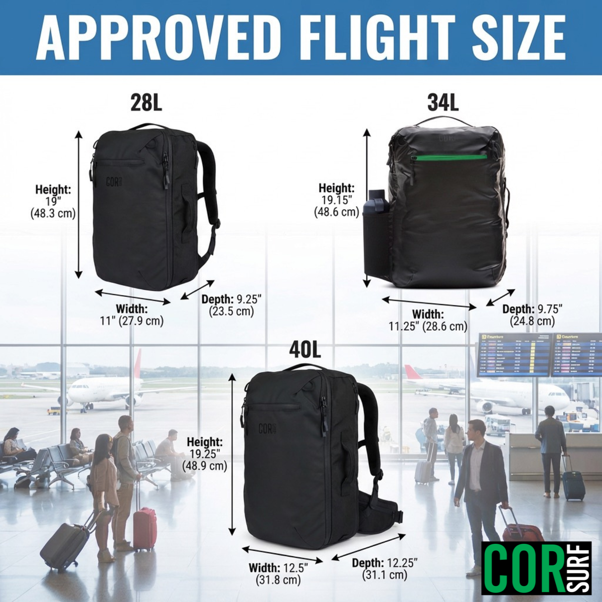 The Island Hopper 40L — Carry-On Backpack for 1–2 Week Trips by COR Surf