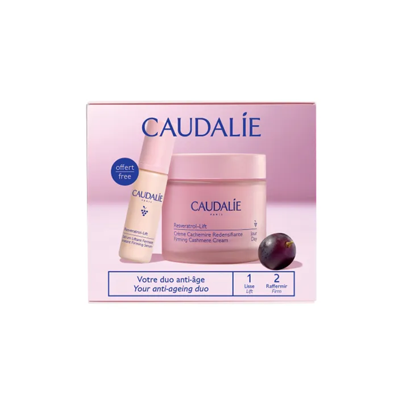 Caudalie Resveratrol-Lift Cashmere Cream & Serum Set by Beauty Care Bag