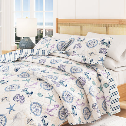 Azure Collection Coastal Quilt Set by Great Bay Home