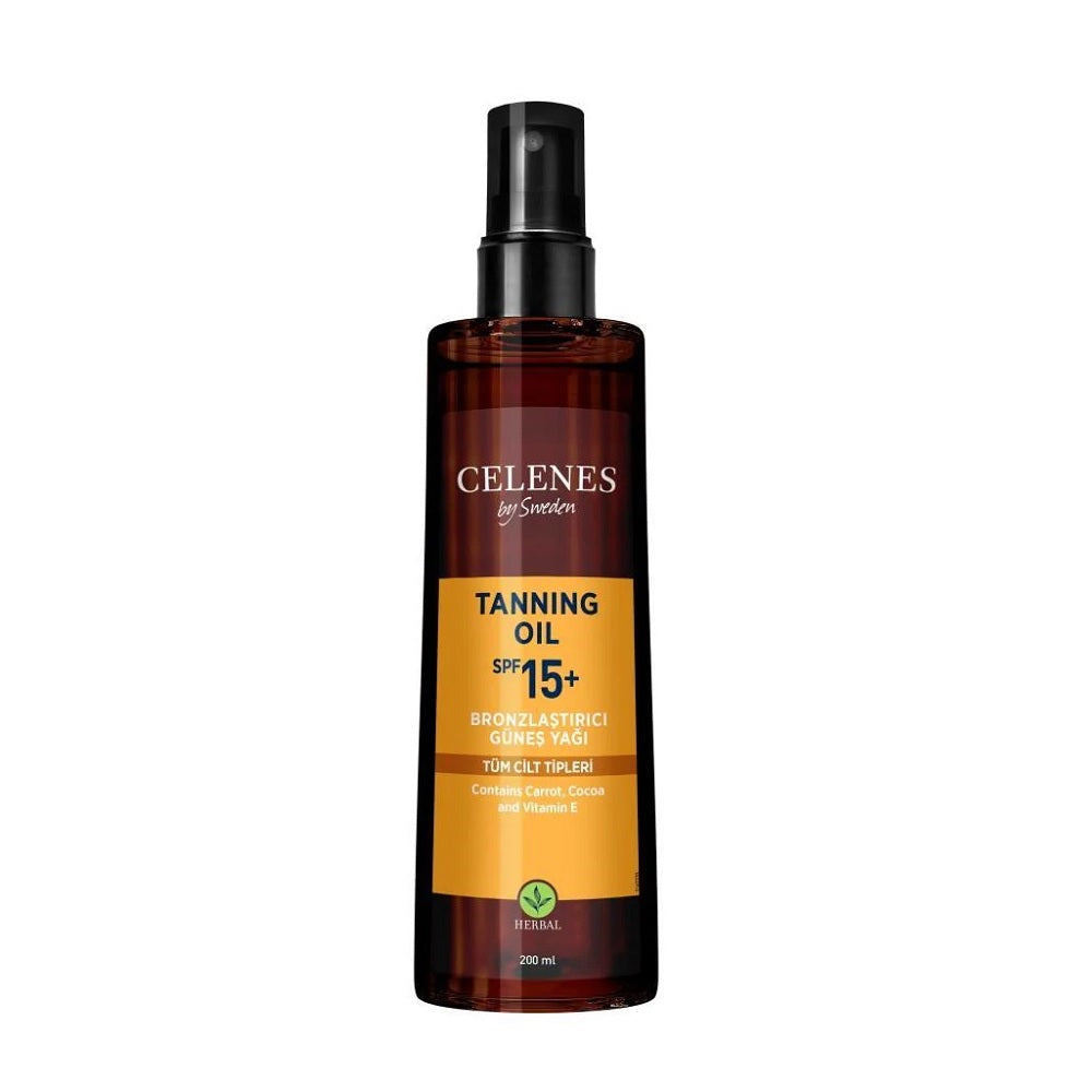 Celenes Herbal Bronzing Sun Oil SPF 15 for Natural Glow 200ml by Beauty Care Bag