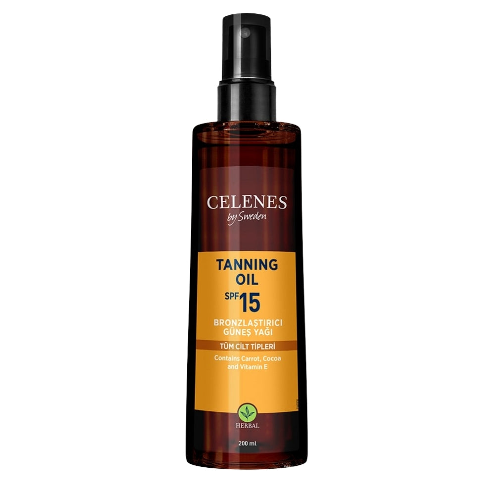 Celenes Herbal Bronzing Sun Oil SPF 15 for Natural Glow 200ml by Beauty Care Bag