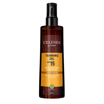 Celenes Herbal Bronzing Sun Oil SPF 15 for Natural Glow 200ml by Beauty Care Bag