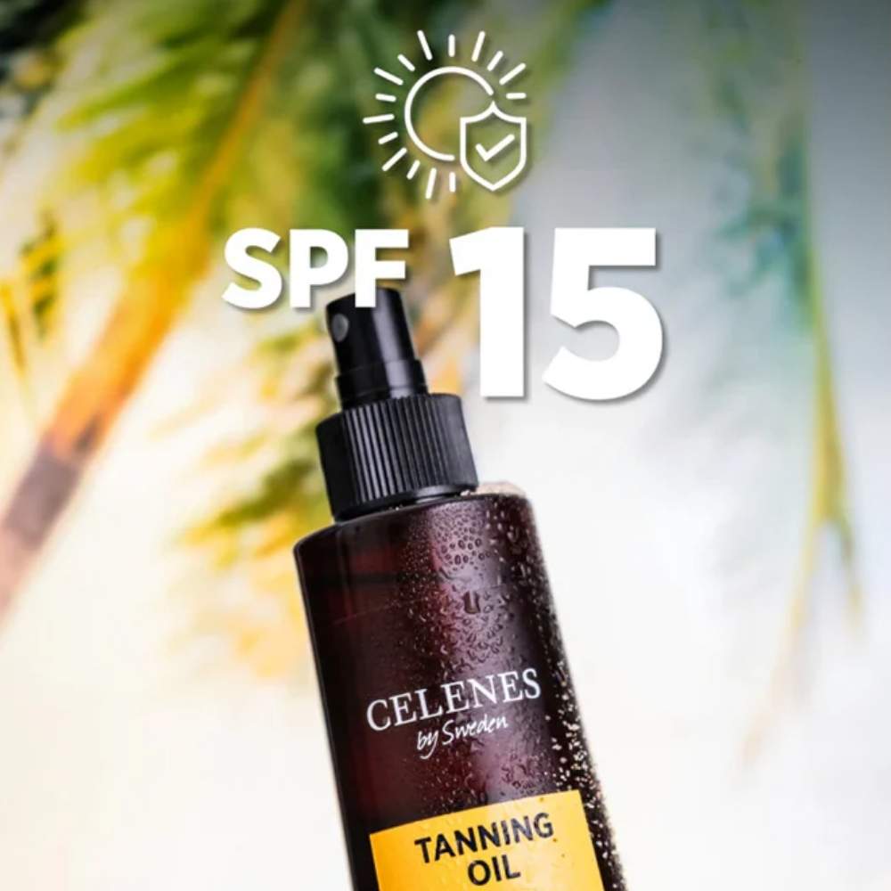 Celenes Herbal Bronzing Sun Oil SPF 15 for Natural Glow 200ml by Beauty Care Bag