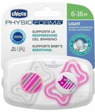 Chicco Light Pink Silicone Pacifier for 6-16 Months 2-Pack by Beauty Care Bag