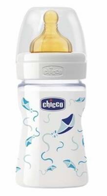 Chicco Well-Being Glass Baby Bottle with Rubber Nipple 150 ml by Beauty Care Bag