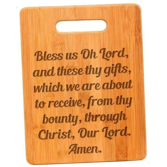 Christian Bamboo Cutting Board - Bless us oh Lord by Joyful Moose