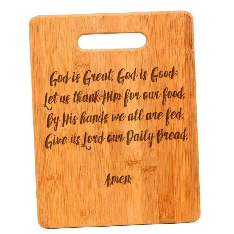 Christian Cutting Board - God is Great God is Good Prayer Bamboo Cutting Board - Mother's Day Gift by Joyful Moose