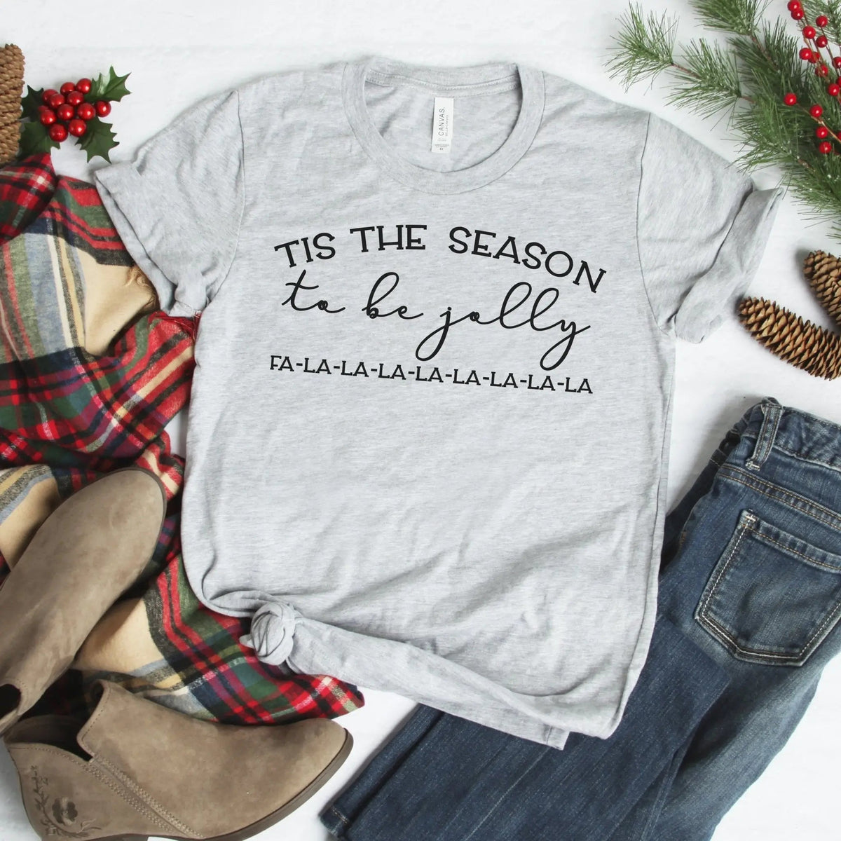 Christmas Shirts - Graphic T-shirt Tis the Season to Be Jolly by Joyful Moose
