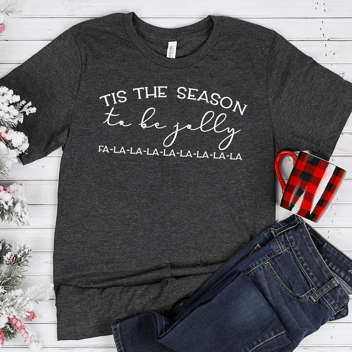 Christmas Shirts - Graphic T-shirt Tis the Season to Be Jolly by Joyful Moose