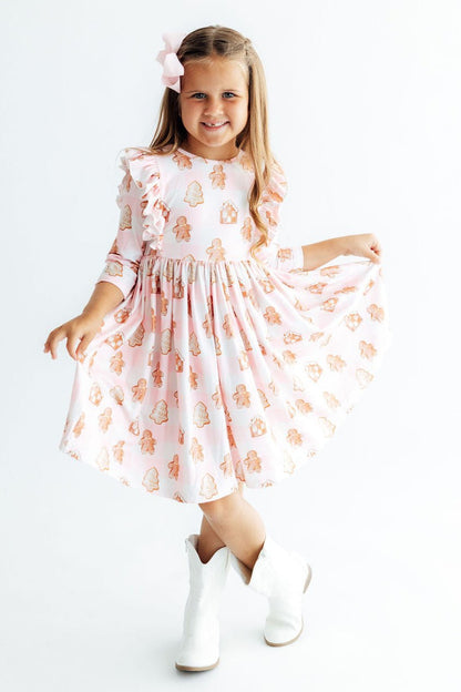 Christmas Traditions 3/4 Sleeve Ruffle Twirl DressTwirl Dress - 3/4 - RuffleTorqelo.com