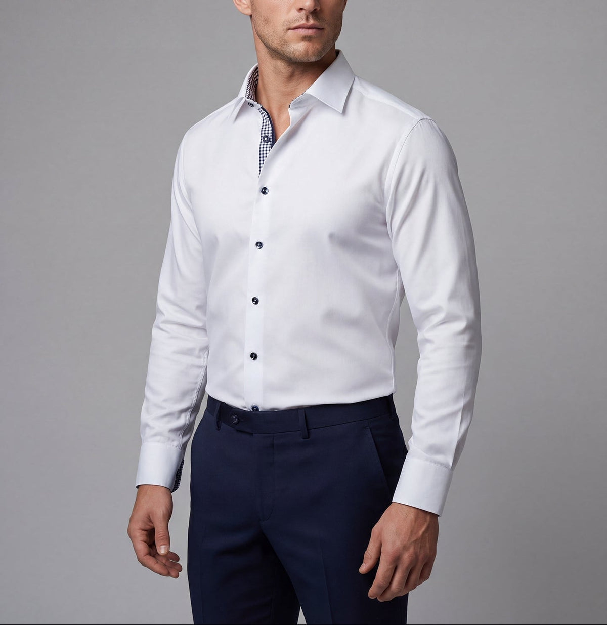 Christopher Button-Up Shirt With Contrast Details // White // Contemporary Fit (Regular)Shirts & TopsTorqelo.com