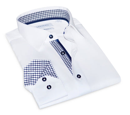 Christopher Button-Up Shirt With Contrast Details // White // Contemporary Fit (Regular)Shirts & TopsTorqelo.com