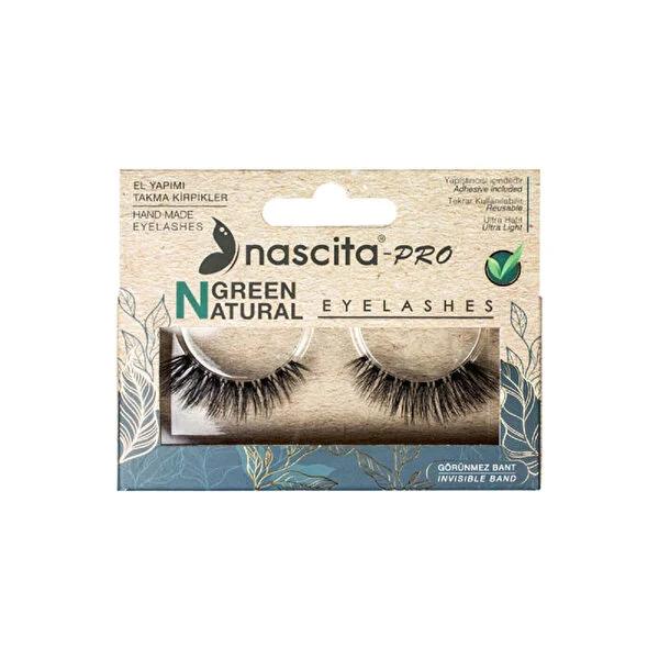 Nascita Green: Natural Vegan 3D False Eyelashes for Smoky Eye Look | Easy to Apply, Handmade Lashes by Beauty Care Bag
